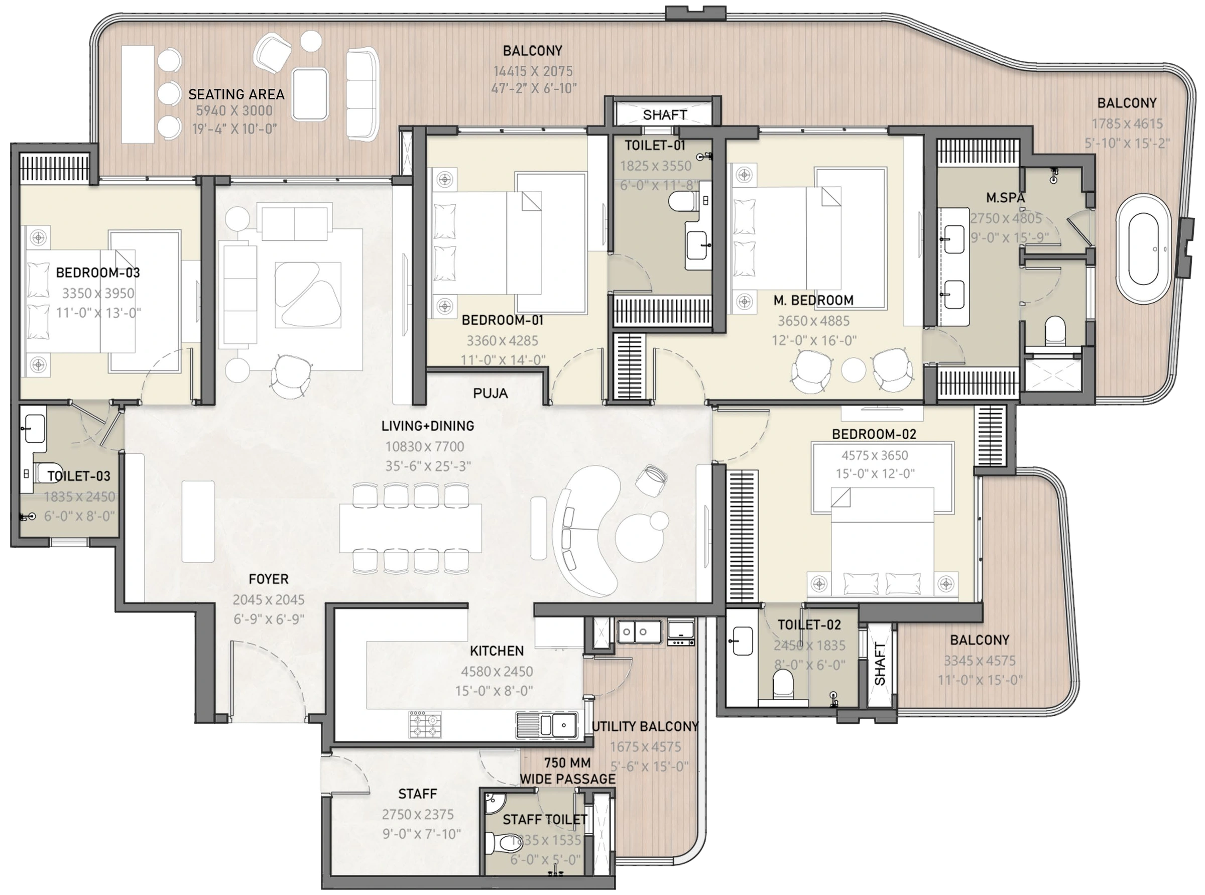 Tower A typical residence floor plan