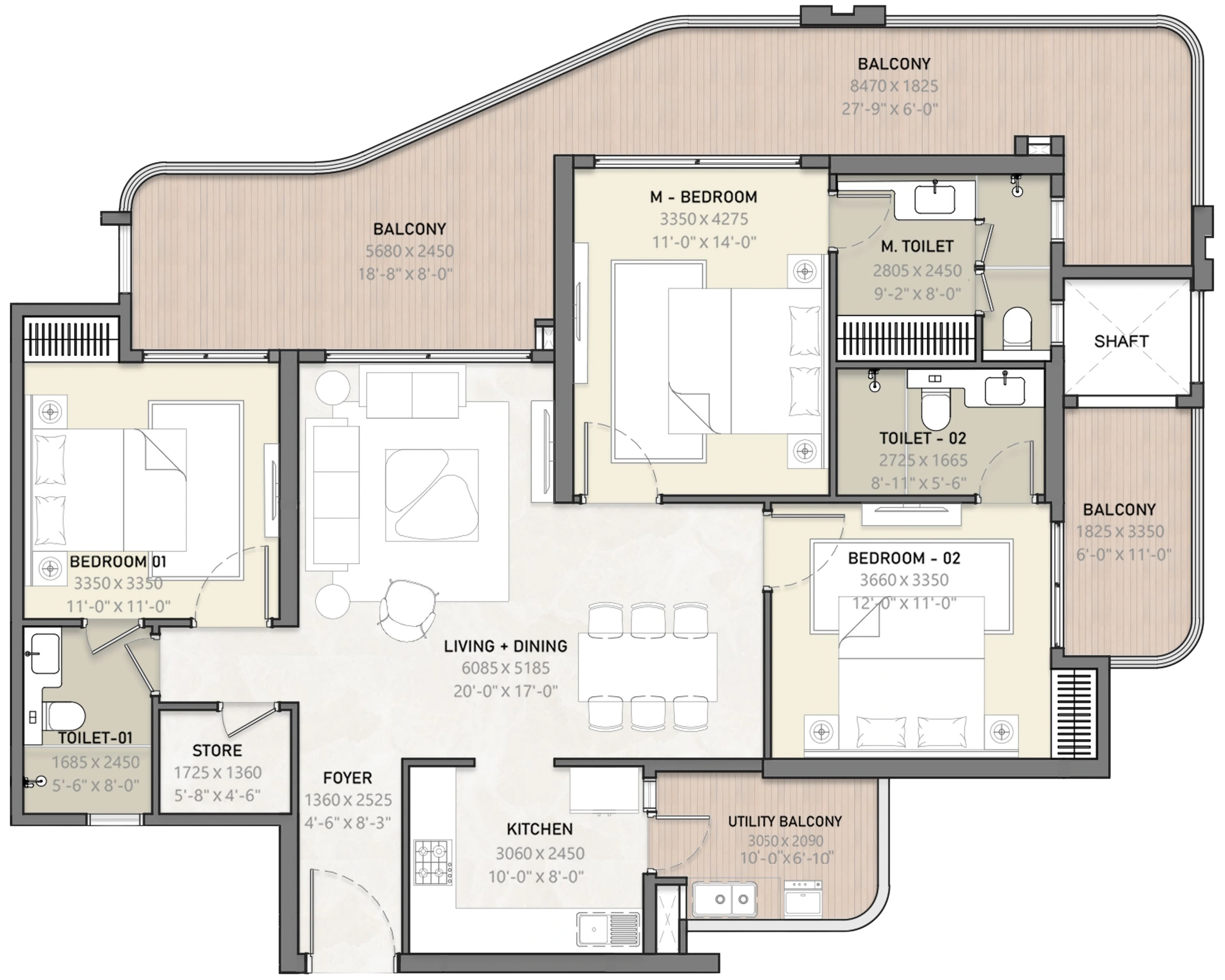 Tower C typical residence floor plan