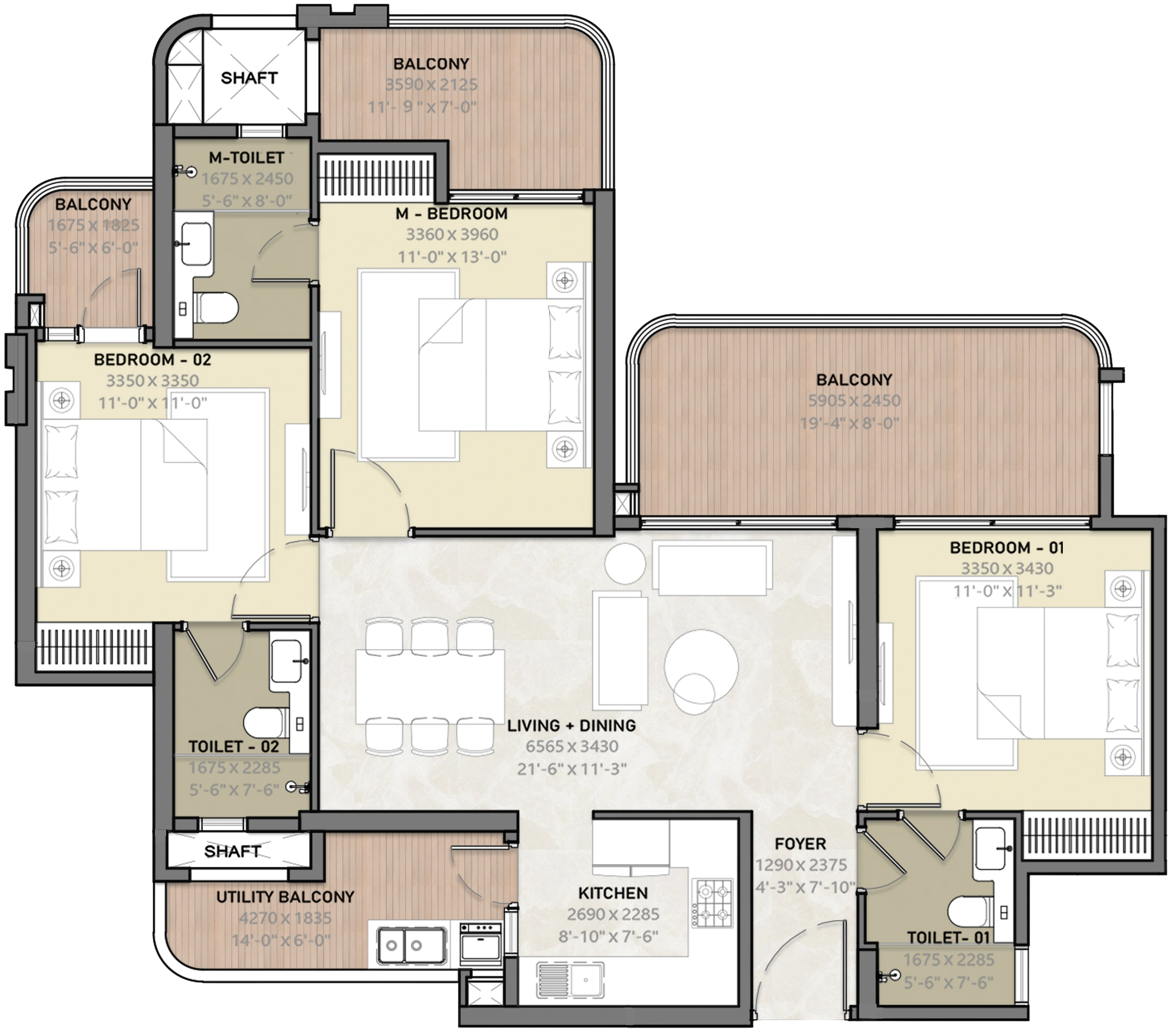 Tower D typical residence floor plan
